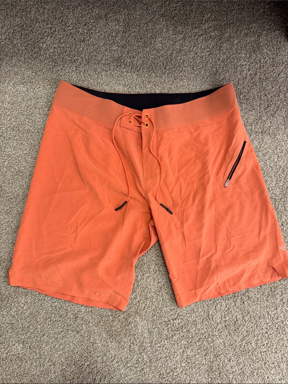 Lululemon El Current Short 11” Orange Drawstring Board Shorts